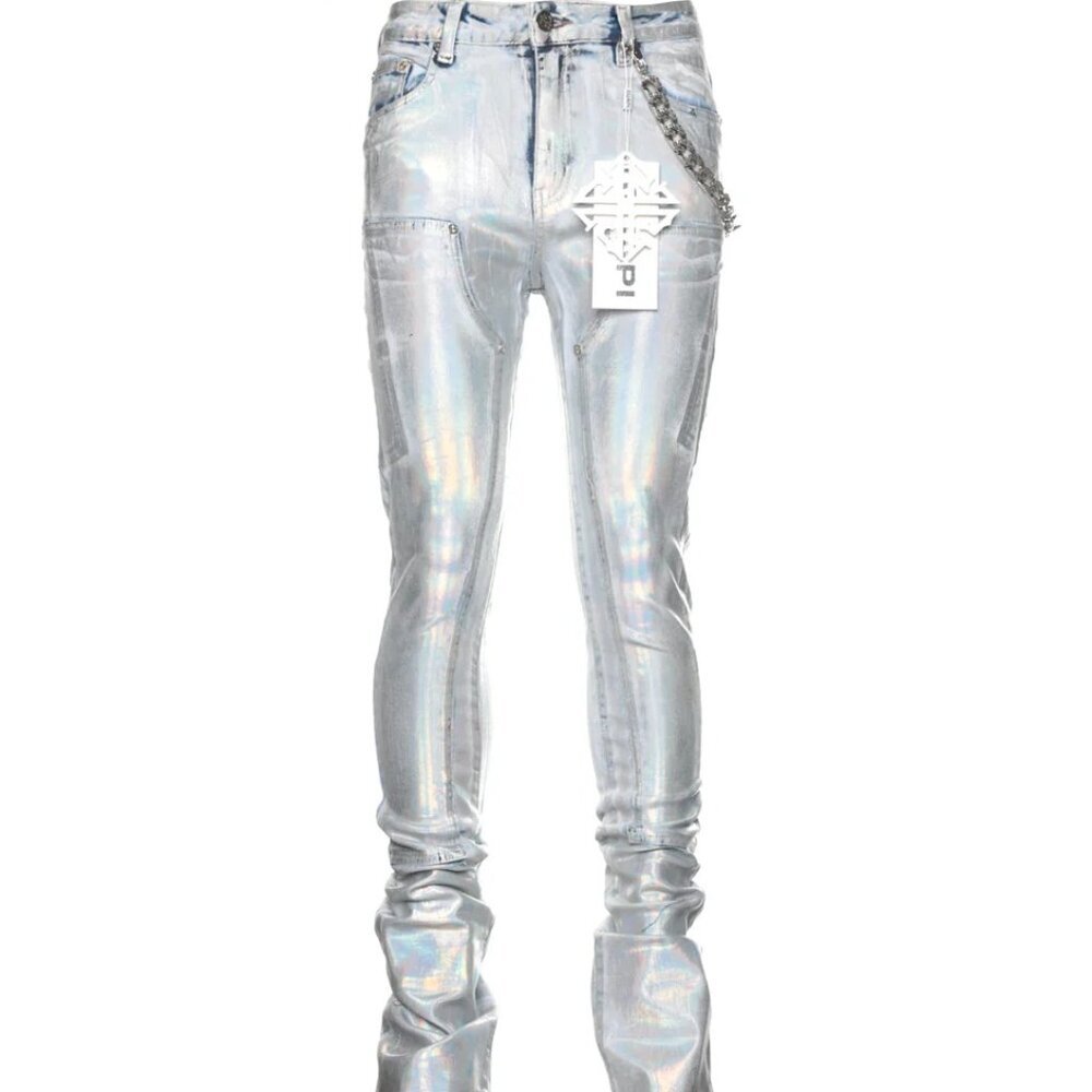 Guapi Men’s Prism Stacked Skinny Jeans – Steel Blue, Size 40